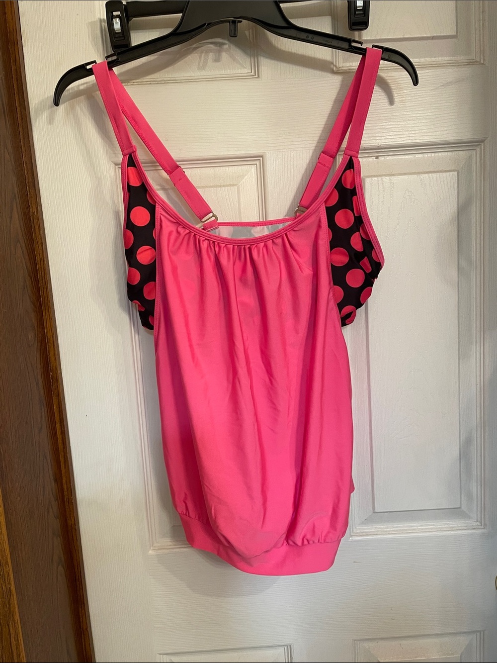 Pink Women’s Tankini with Polka Dot Trim and bottoms ( bag 1))